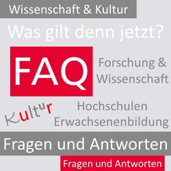 Schmuckgrafik mit Hinweis auf FAQ zu Wissenschaft und Kultur.