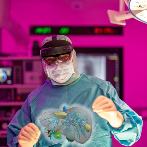 Nutzung von Augmented Reality an der Universitätsklinik für Viszeralchirurgie im Rahmen von Studien zur Unterstützung während der OP.